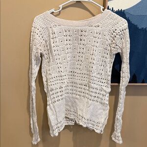 Lucky brand Cream Crochet Knit Sweater size small
